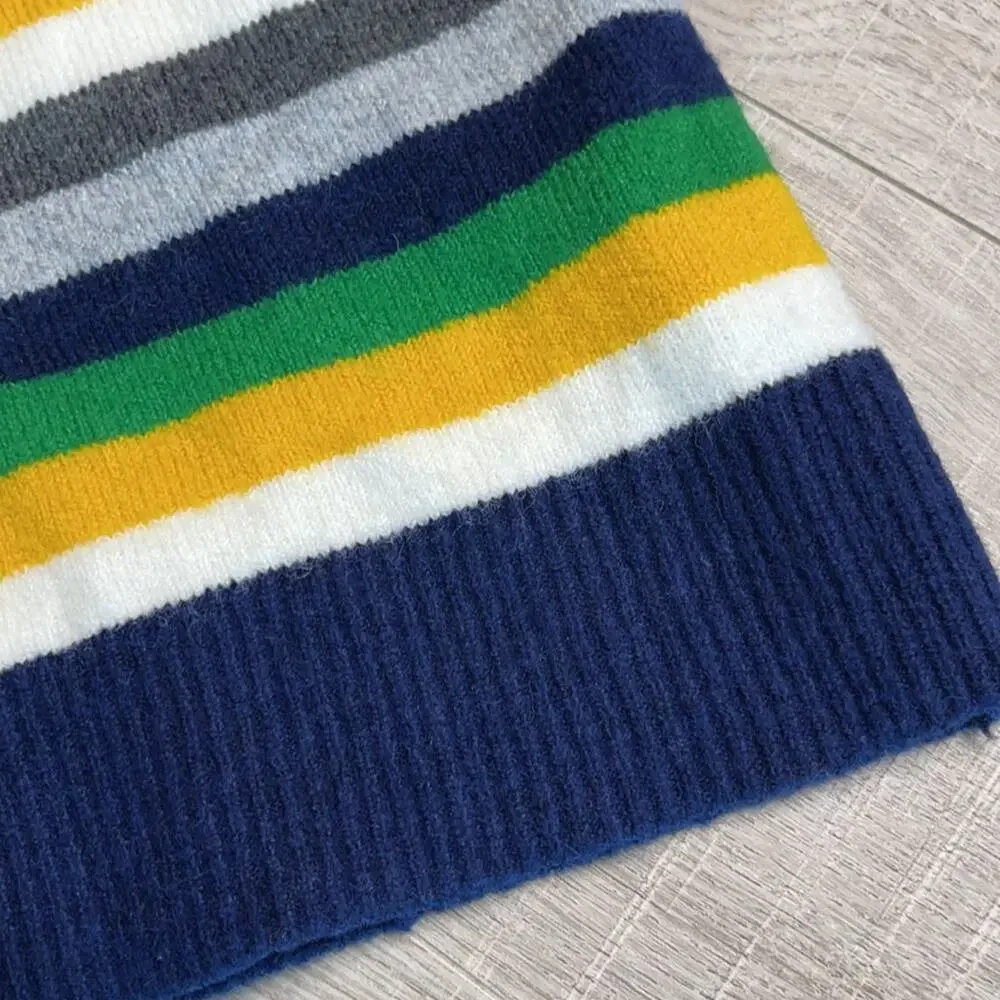 COURT & ROWE Green Navy Stripe Ivy League Wool Blend Sweater Women's Size Medium